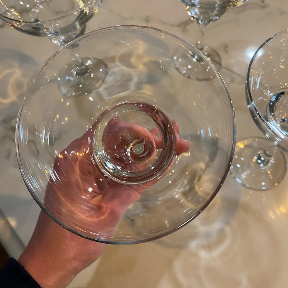Set of 4 Clear Glass Margarita Cocktail Style Stemmed Glasses